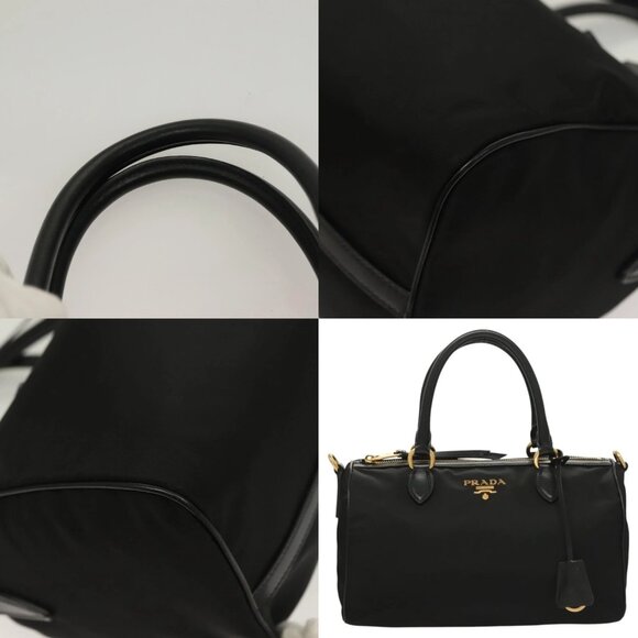 PRADA Hand Bag Nylon 2way Black Gold 1BB797 Auth am8598 - Picture 15 of 15